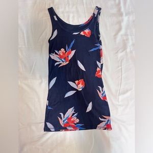 A NEW DAY! Dark Blue & Orange Floral Tank Top